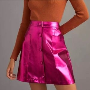 Maeve Anthropologie Metallic Pink Mini Skirt